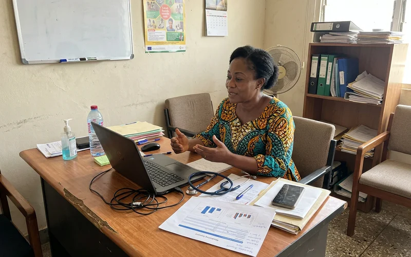 Clinic owner in Accra on a video call reviewing her monthly marketing report