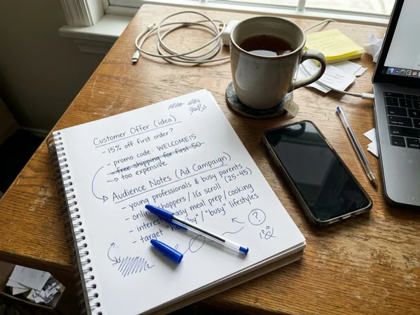 Offer and audience notes for a new ad campaign